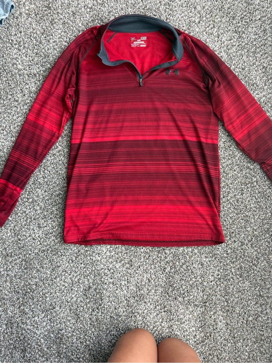 Under Armour Jackets & Blazers - Under Armour Red Athletic HeatGear Pullover with Charcoal Trim